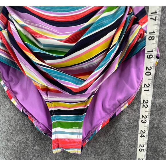 Anne Cole Swimsuit Womens 8 Rainbow Stripe One Piece Adjustable Flattering UPF50 - Picture 9 of 16